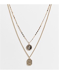 Золотистое ожерелье в несколько рядов с подвеской со святым Христофором Inspired Reclaimed vintage