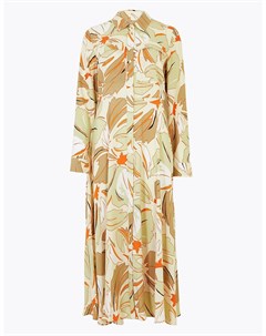 Платье рубашка длиною миди с цветочным принтом Marks & spencer