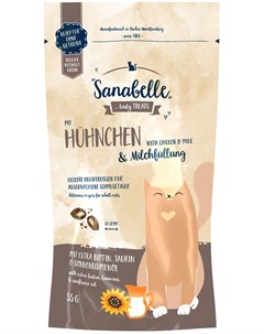 Лакомство Snack для кошек подушечки с курицей и молоком 55 гр Sanabelle
