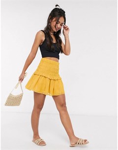 Желтая мини юбка со сборками Asos design