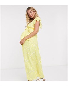 Платье макси лимонного цвета Twisted wunder maternity
