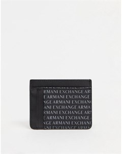 Черный кошелек для пластиковых карт со сплошным принтом логотипа Armani exchange