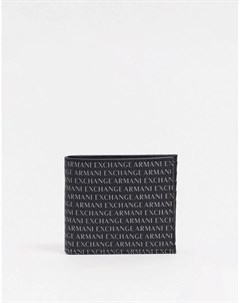 Черный бумажник со сплошным принтом логотипа Armani exchange