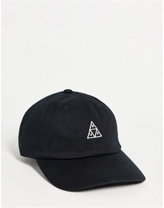 Черная 6 панельная кепка с логотипом треугольниками Essentials Huf