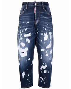 Укороченные джинсы с выбеленными пятнами Dsquared2