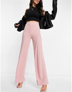 Розоватые базовые брюки с завышенной талией и широкими штанинами Flounce london