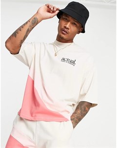 Розовая футболка в стиле oversized с с асимметричными вставками в стиле колор блок Asos actual