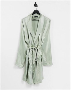 Пастельно зеленый атласный короткий халат Asos design