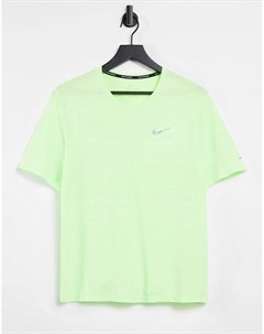 Неоново зеленая футболка Miler Nike running