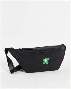 Черная сумка кошелек через плечо с цветочной вышивкой Asos design