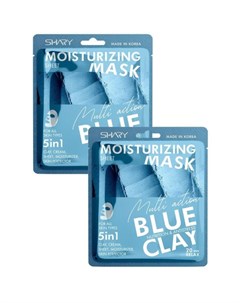 BLUE CLAY Тканевая крем маска для лица увлажняющая 5 в 1 Голубая глина Shary