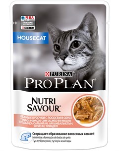 Purina Cat Adult Housecat Salmon для взрослых кошек живущих дома с лососем в соусе 85 гр х 26 шт Pro plan
