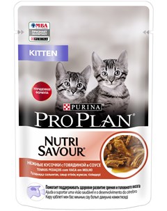 Purina Cat Kitten Beef для котят с говядиной в соусе 85 гр х 26 шт Pro plan