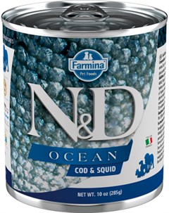Dog N d Ocean Adult Cod Squid беззерновые для взрослых собак всех пород с треской и кальмаром 285 гр Farmina