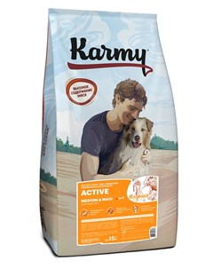 Сухой корм для собак с индейкой для подверженных повышенным физическим нагрузкам 15 кг Karmy