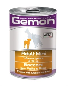 Влажный корм для собак Dog Mini кусочки курицы с рисом для маленьких пород 0 415 кг Gemon