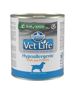 VetLife Hypoallergenic Fish Potato Паштет для собак при пищевой аллергии рыба с картофелем 300 гр Farmina
