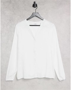 Белая блузка с V образным вырезом и длинными рукавами Ice Jdy
