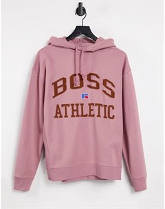 Розовый худи с логотипом в университетском стиле x Russell Athletic Safa Boss