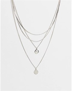 Серебристое ожерелье в несколько рядов с подвесками Pieces