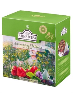 Зеленый чай Tea Клубничный мусс 20 пирамидок Ahmad