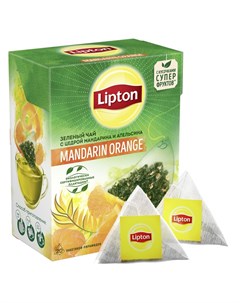 Чай зеленый Mandarin Orange с цедрой мандарина и апельсина 20 пирамидок Lipton