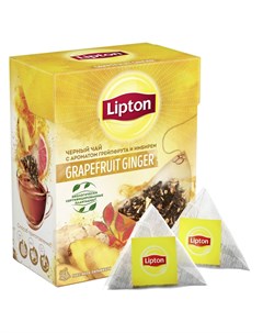 Чай черный Grapefruit Ginger с ароматом грейпфрута и имбирем 20 пирамидок Lipton