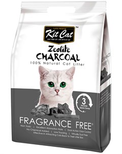 Zeolite Charcoal Frangrance Free наполнитель комкующийся для туалета кошек 4 кг Kit cat