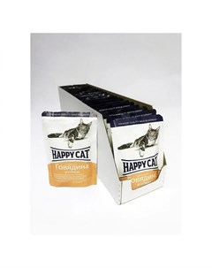 Влажный корм для кошек Говядина и птица в соусе 100 г Happy cat
