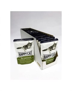 Влажный корм для кошек Ягненок и теленок с зеленой фасолью в желе 100 г Happy cat