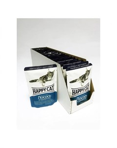 Влажный корм для кошек Лосось с креветками в желе 100 г Happy cat