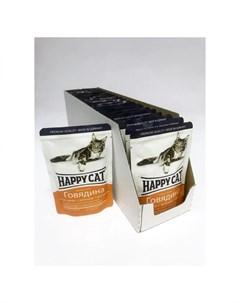 Влажный корм для кошек Говядина печень и горох в желе 100 г Happy cat