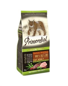 Корм сухой для кошек беззерновой Утка индейка 2 кг Primordial