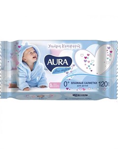 Влажные салфетки Ultra Comfort детские 0 с экстрактом алоэ и витамином Е 120 шт Aura
