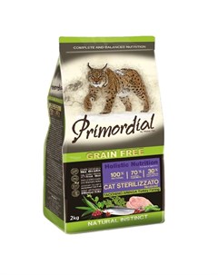 Корм сухой для стерилизованных кошек беззерновой Neutered Индейка сельдь 2 кг Primordial