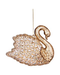 Декоративная подвеска Лебедь 12x4 см высота 10 см цвет золото с глиттером арт 865 433 Lefard