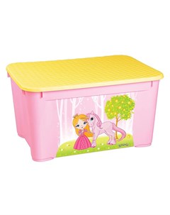Ящик для игрушек 555х390х290 мм с аппликацией цвет розовый ТМ Пластишка