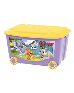 Ящик для игрушек на колесах с аппликацией Том и Джерри цвет сиреневый ТМ Пластишка