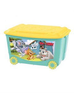 Ящик для игрушек на колесах с аппликацией Том и Джерри цвет зеленый ТМ Пластишка