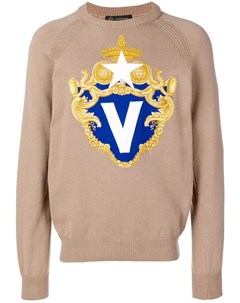 Versace свитер с вышитым логотипом нейтральные цвета Versace