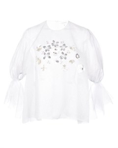 Delpozo прозрачная блузка с цветочной вышивкой пайетками Delpozo