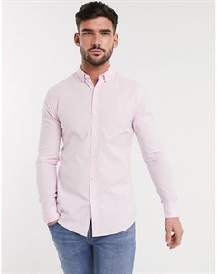 Розовая облегающая оксфордская рубашка с длинными рукавами New look
