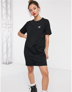 Черное платье футболка с логотипом Love moschino