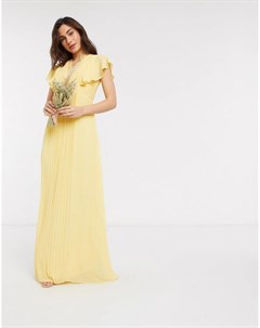 Платье макси лимонного цвета с расклешенными рукавами bridesmaid Tfnc