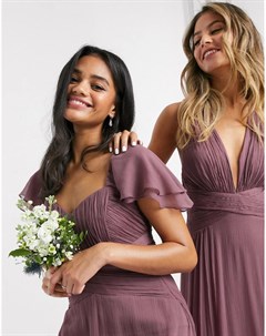 Платье макси с короткими рукавами и сборками Bridesmaid Asos design