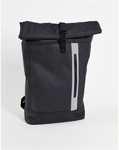 Черный прорезиненный рюкзак на 20 литров с закручивающимся верхом и светоотражающей застежкой молние Asos design