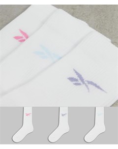 Набор из 3 пар белых носков с логотипом пастельных оттенков Reebok