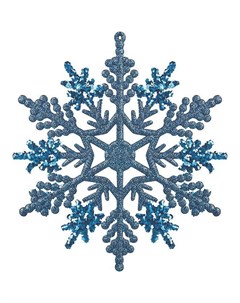 Набор елочных украшений Снежинки с блестками синие 15 см 4 шт Без бренда