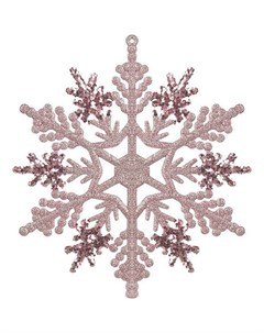 Набор елочных украшений Снежинки с блестками розовые 15 см 4 шт Без бренда