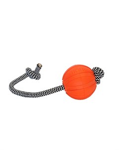 Игрушка для собак мячик на шнурке для перетягивания оранжевый 5 см Liker cord